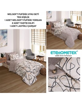 ETE HOMETEX TEK KİŞİLİK WELSOFT UYKU SETİ EFEKT BEJ 8696474232006